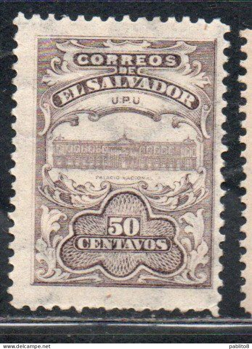 EL SALVADOR 1907 UPU NATIONAL PALACE CENT. 50c MH - Salvador