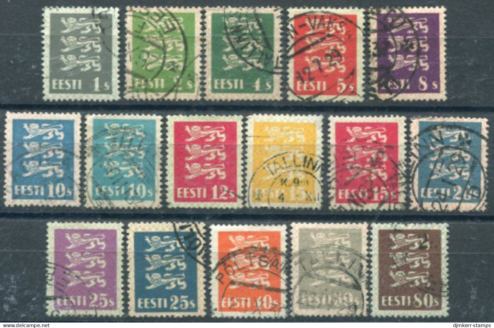 ESTONIA 1928-29 Arma Definitive Set  Used.  Michel 74-86, 106-07 - Estland