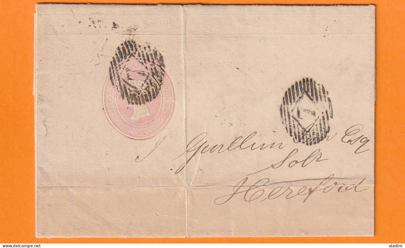 1845 - Entier Postal Enveloppe Stationery De London Londres Vers Hereford - Arrival Stamp - Luftpost & Aerogramme