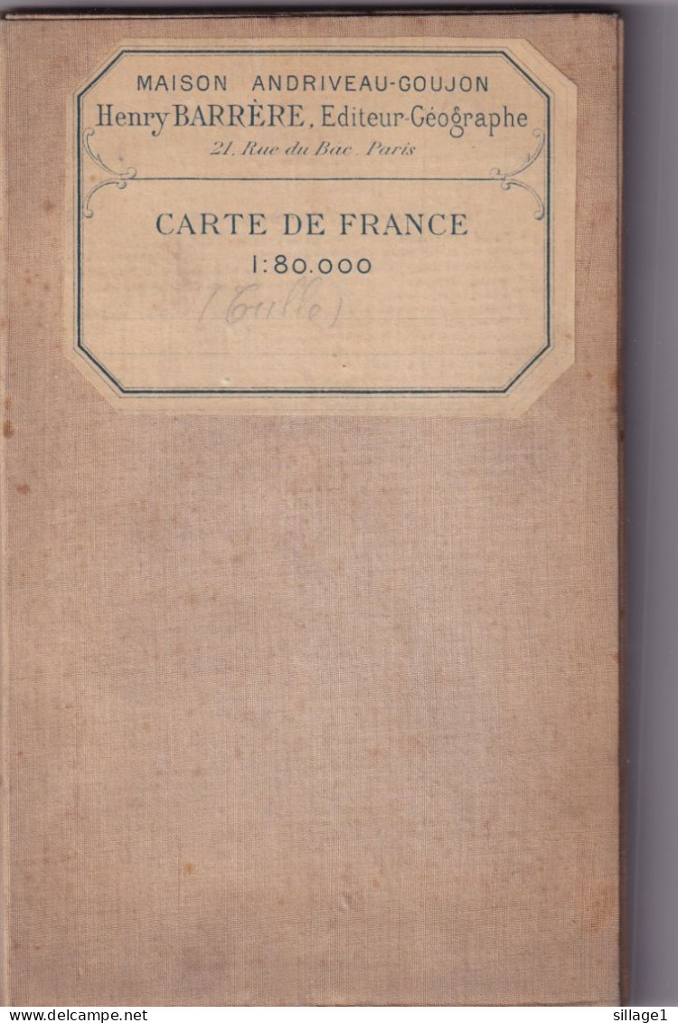 TULLE Et Sa Région - MAISON ANDRIVEAU-GOUJON - Henri BARRÈRE Carte Géologique Ancienne Colorisée Sur Toile - Topographische Karten