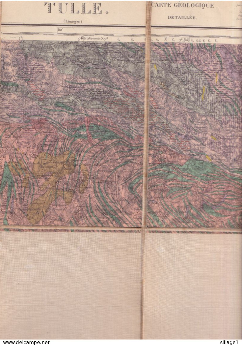 TULLE Et Sa Région - MAISON ANDRIVEAU-GOUJON - Henri BARRÈRE Carte Géologique Ancienne Colorisée Sur Toile - Topographische Karten