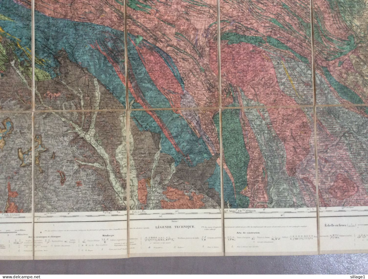 TULLE et sa Région - MAISON ANDRIVEAU-GOUJON - Henri BARRÈRE Carte Géologique Ancienne Colorisée sur toile