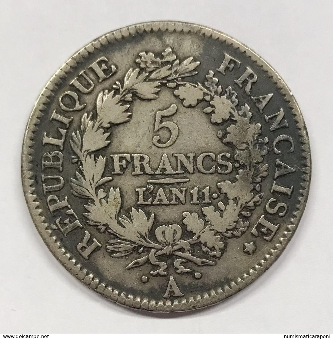 France Francia Consulat  5 Francs Hercule Union Et Force An 11 A Paris E.026 - 5 Francs