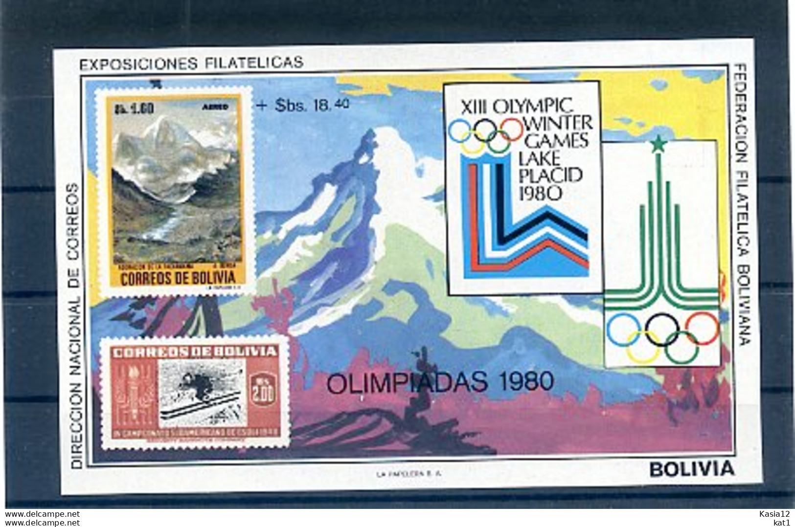 A20405)Olympia 80: Bolivien Bl 89** - Hiver 1980: Lake Placid