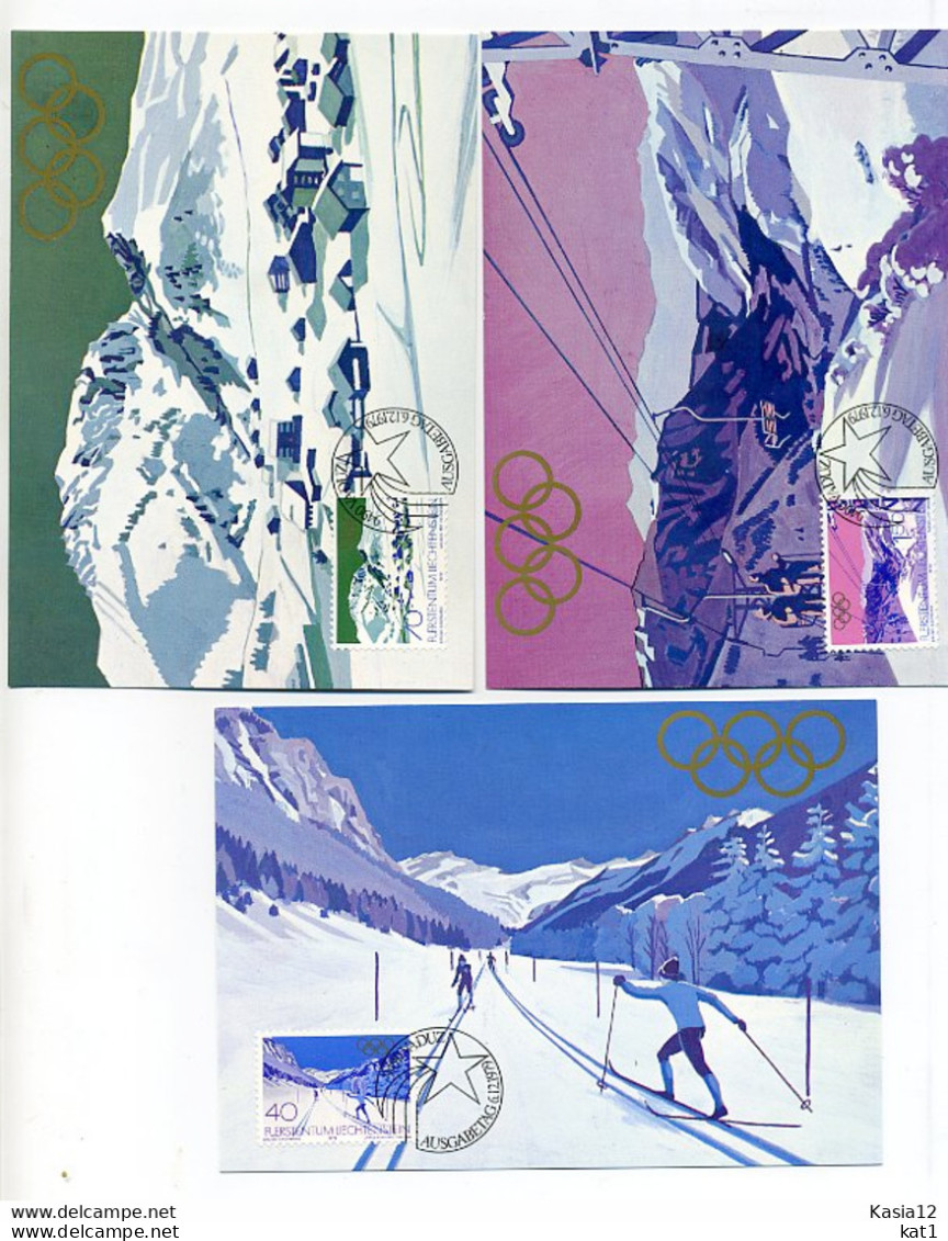 A20503)Olympia 80: Liechtenstein 735 - 737 Maximumkarten - Invierno 1980: Lake Placid