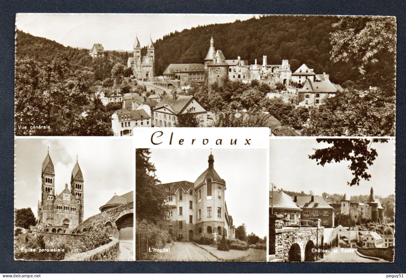 Luxembourg. Clervaux. Vue Générale. Eglise St-Côme Et Damien. L'Hôpital. Le Vieux Château Et L'école. 1960 - Clervaux