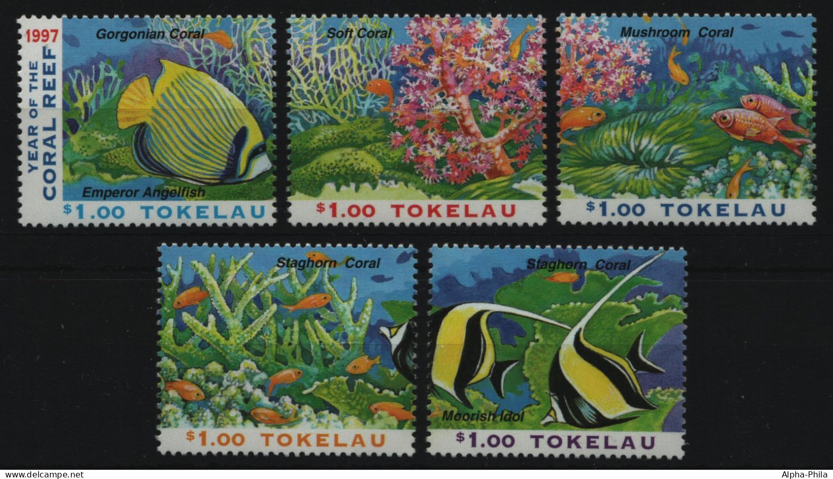 Tokelau 1997 - Mi-Nr. 253-257 ** - MNH - Meeresleben / Marine Life - Tokelau