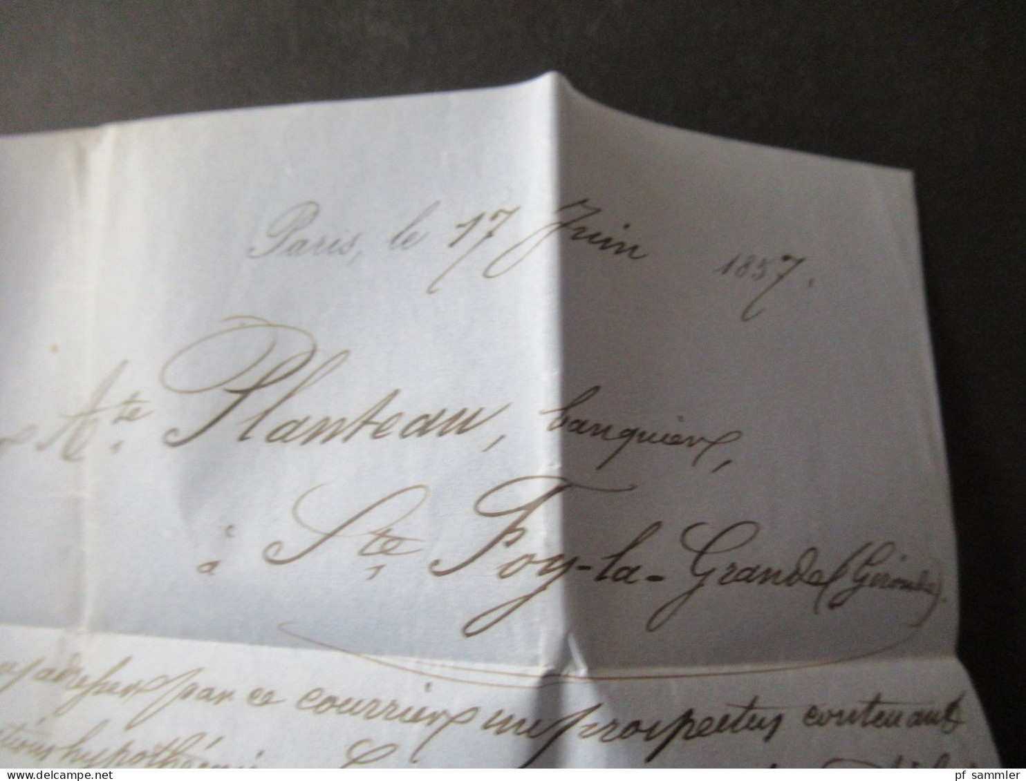 Frankreich 1857 Napoleon III. Mi.Nr.13 Faltbrief mit Inhalt / gedruckter Briefkopf Compagnie du Chemin de Fer De Galvest