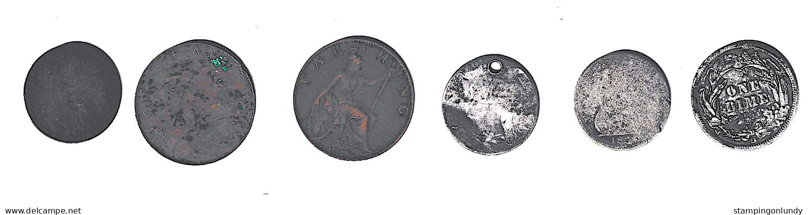 6 Worn Coins Bronze And Silver Retirment Sale Price Slashed! - Origine Inconnue