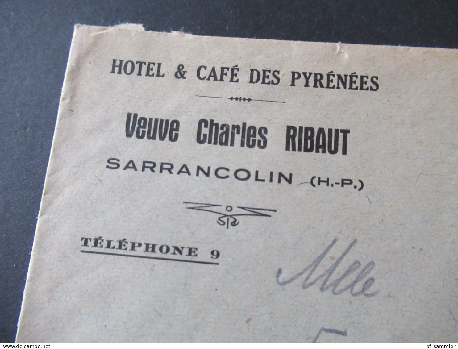 Frankreich 1932 Umschlag Hotel & Cafe Des Pyrénées Veuve Charles Ribaut Sarrancolin (H.-P.) Nach Herford Gesendet - Briefe U. Dokumente