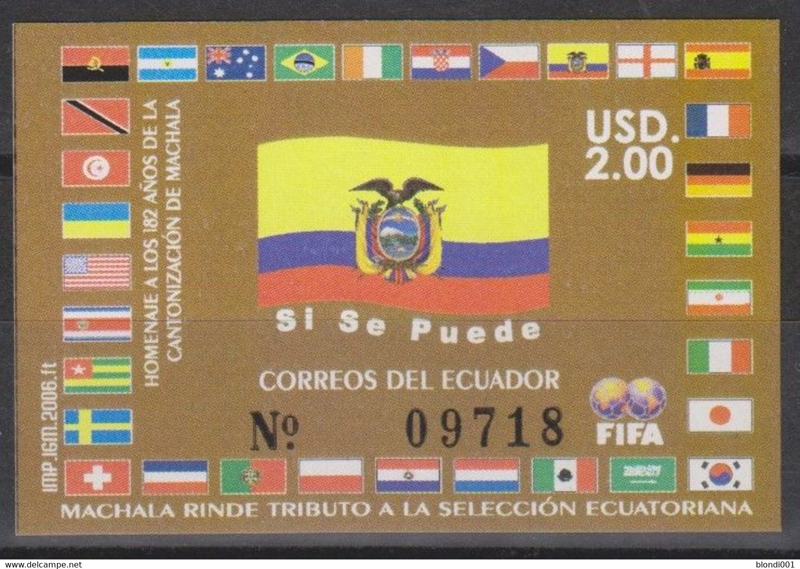 Soccer World Cup 2006 - ECUADOR - S/S Imp. MNH - 2006 – Deutschland