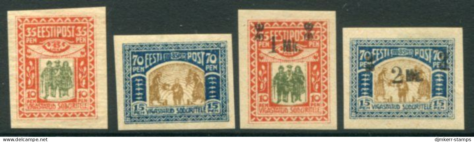 ESTONIA 1920 War Invalids Both Issues LHM / *..  Michel 21-22, 25-26 - Estonie