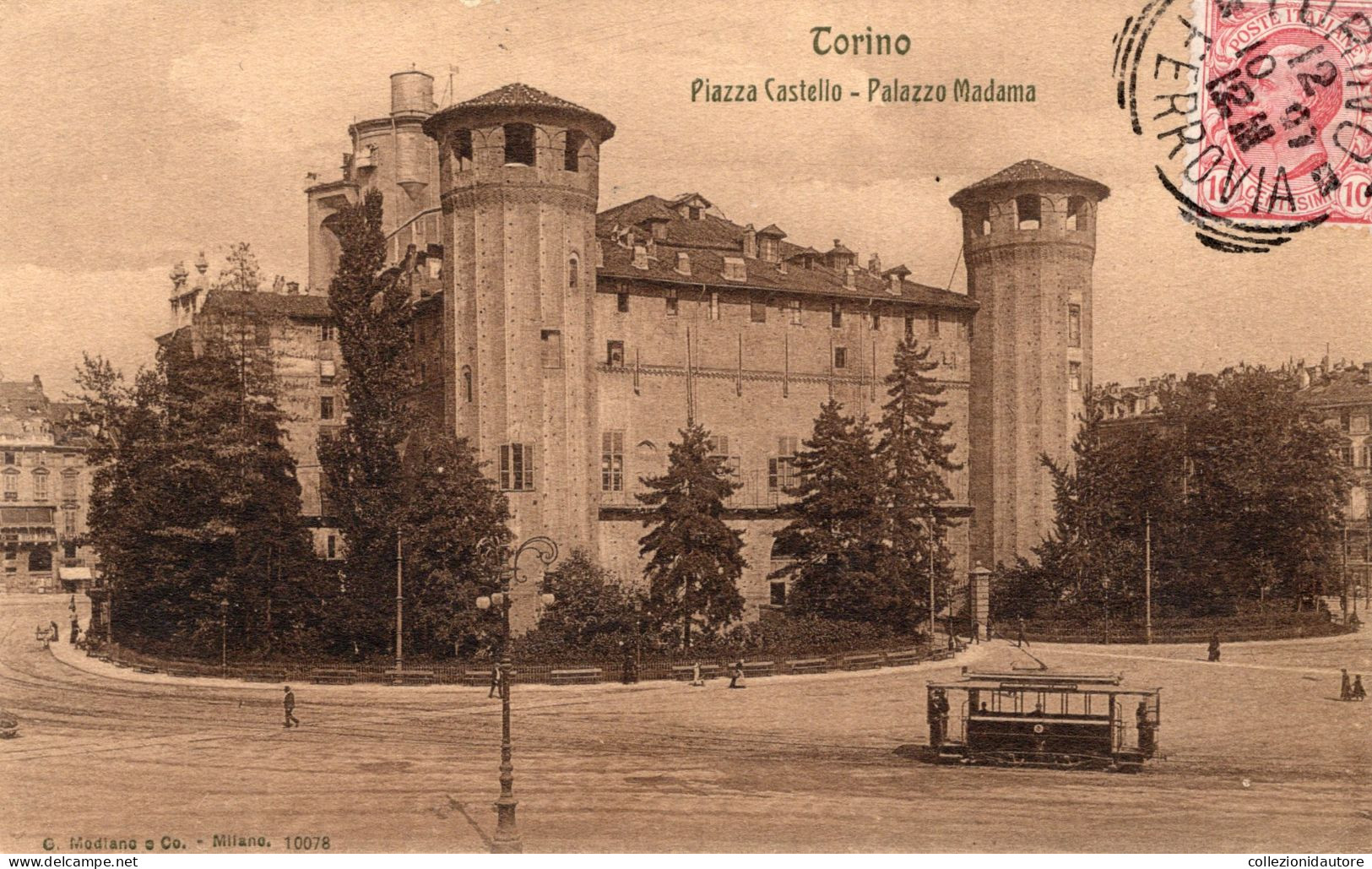 TORINO - PIAZZA CASTELLO - PALAZZO MADAMA - ANIMATA - PASSAGGIO DEL FILOBUS - CARTOLINA FP SPEDITA NEL 1912 - Palazzo Madama