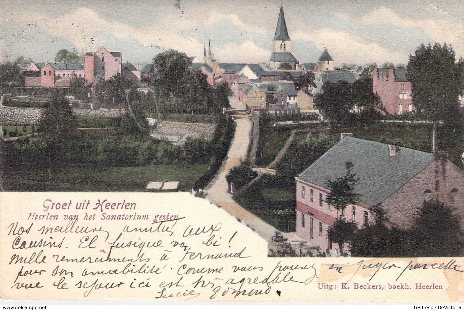 Pays Bas - Groet Uit Heerlen - Heerlen Van Het Sanatorium Gezien - Colorisé - Clocher -  Carte Postale Ancienne - Heerlen