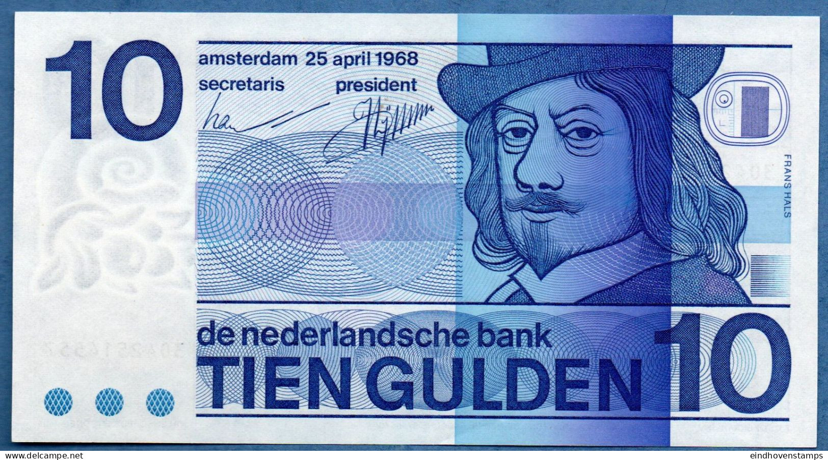 Nederland, Netherlands Type 1968 Fl 10.- Frans Hals, Uniform Cropmarks Series 3042 Unc 68-c - 10 Gulden