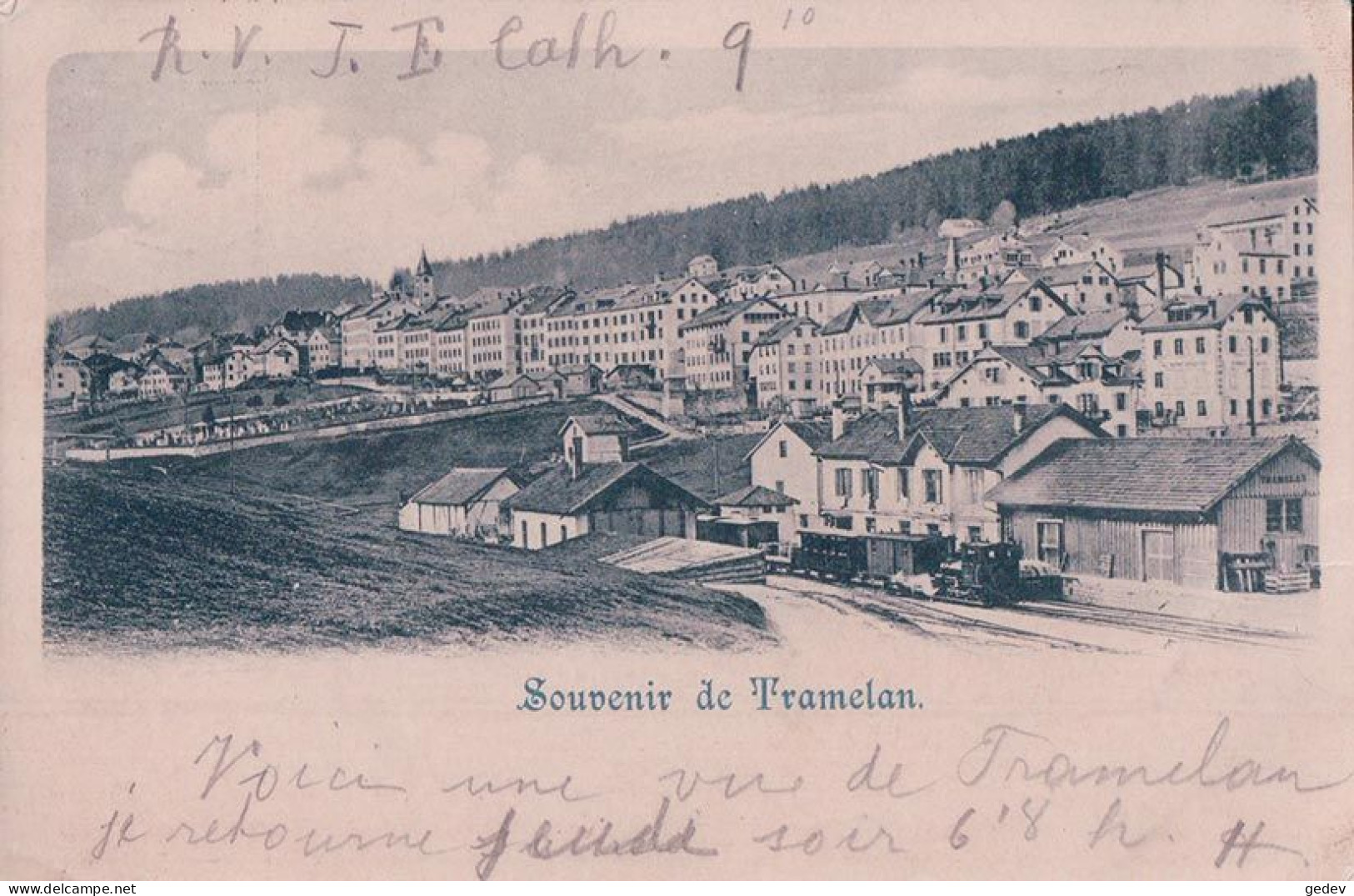 Souvenir De Tramelan BE, Chemin De Fer Et Train à Vapeur En Gare (1.2.1899) - Tramelan