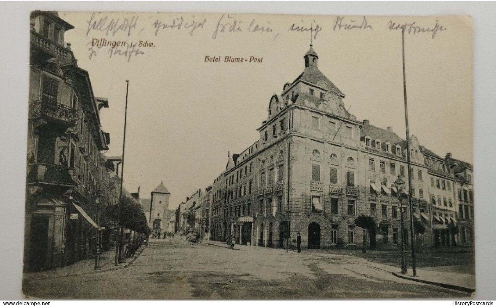 Villingen Im Schwarzwald, Hotel Blume, Post, Straßenszene, 1913 - Villingen - Schwenningen