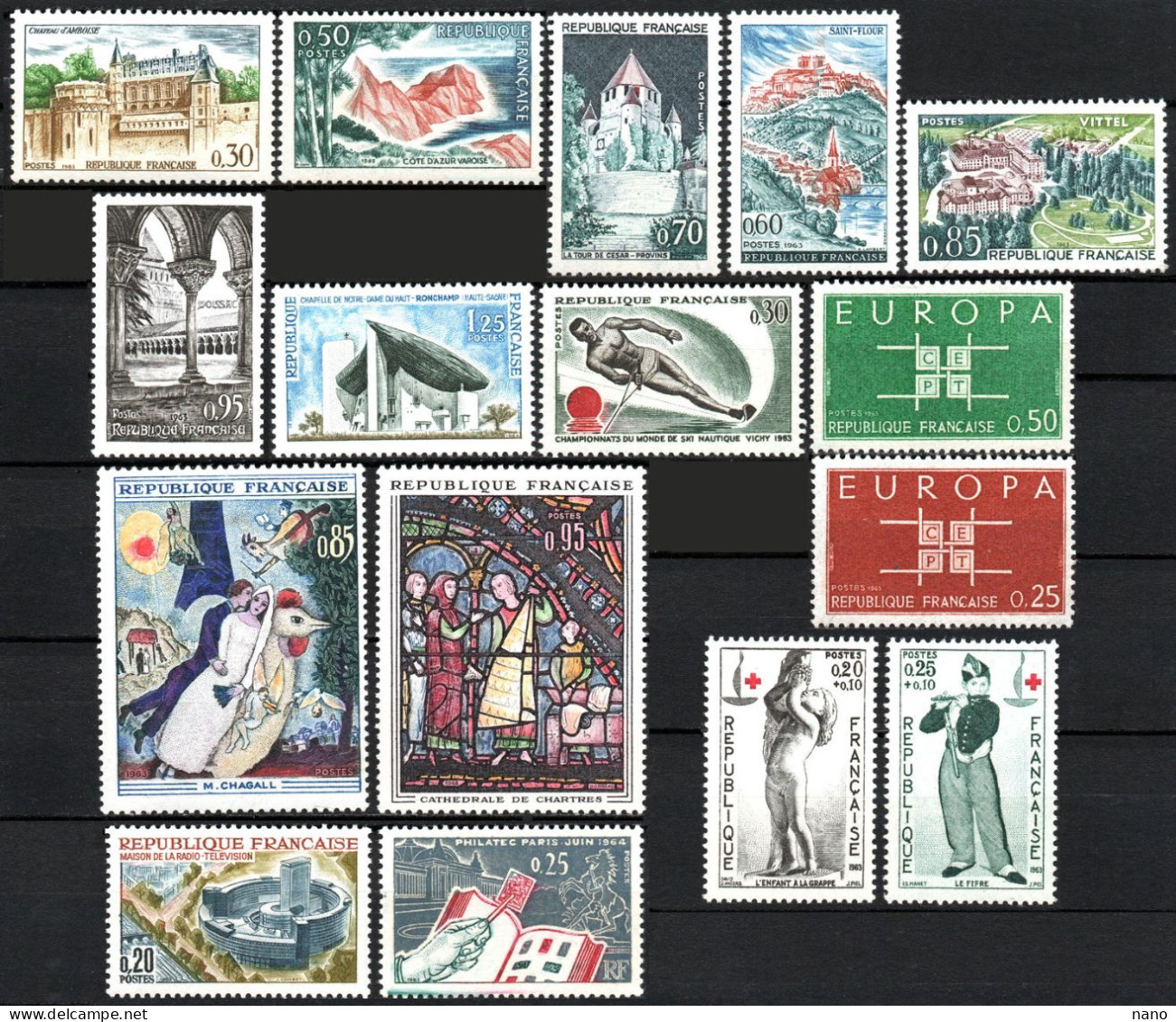 Année 1963 - Année Complète - Y&T N°1368 à 1403, Soit 38 Timbres - Neuf */ ** - TB - 1960-1969