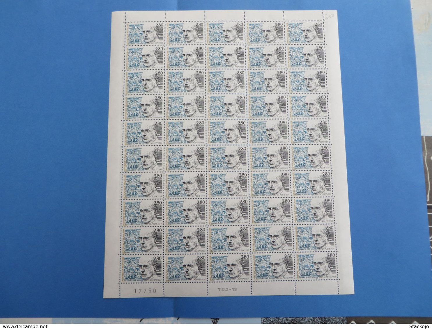 Feuille Complètes De 50 Timbres Neufs - Jacques Rueff -1896 - 1978 - Feuilles Complètes