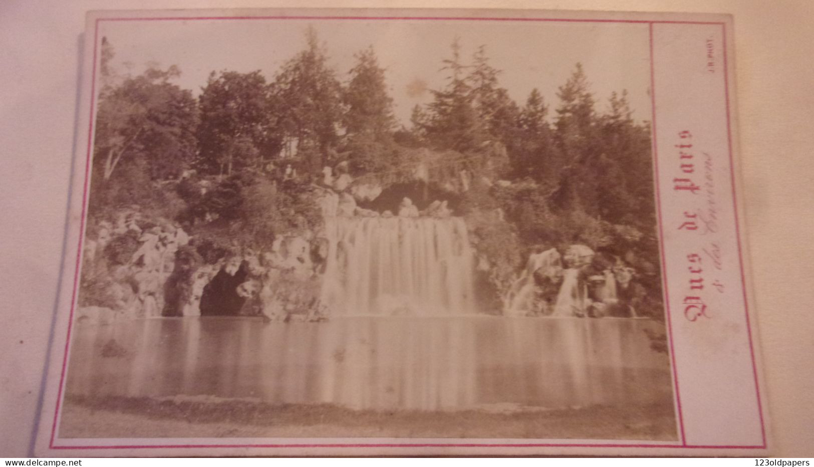 XIX  EME CABINET PARIS BOIS BOULOGNE CASCADE J R PHOTO - Alte (vor 1900)