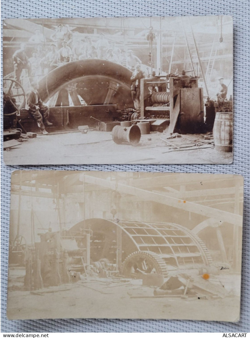 2 Cartes Photos D'une Usine Avec Un Grand Cylindre - To Identify