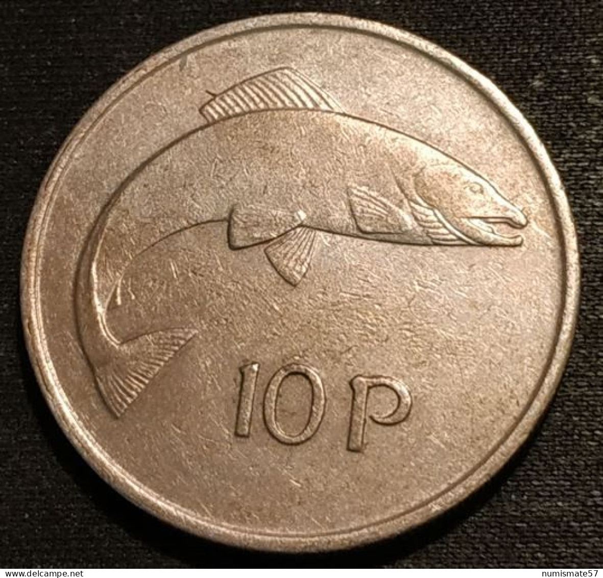 IRLANDE - EIRE - 10 PENCE 1975 - Grand Module - KM 23 - Poisson Saumon - IRELAND - Irlande