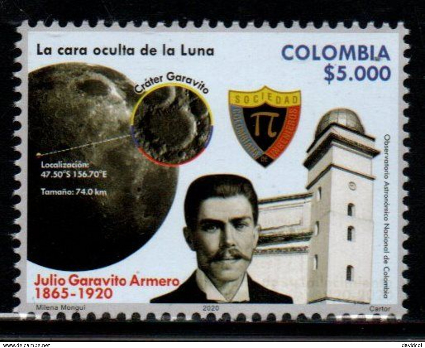 11A-KOLUMBIEN - 2020 -MNH -JULIO GARAVITO ARMERO- ENGINEER. ASTRONOMICAL OBSERVATORY/ MOON - Colombie