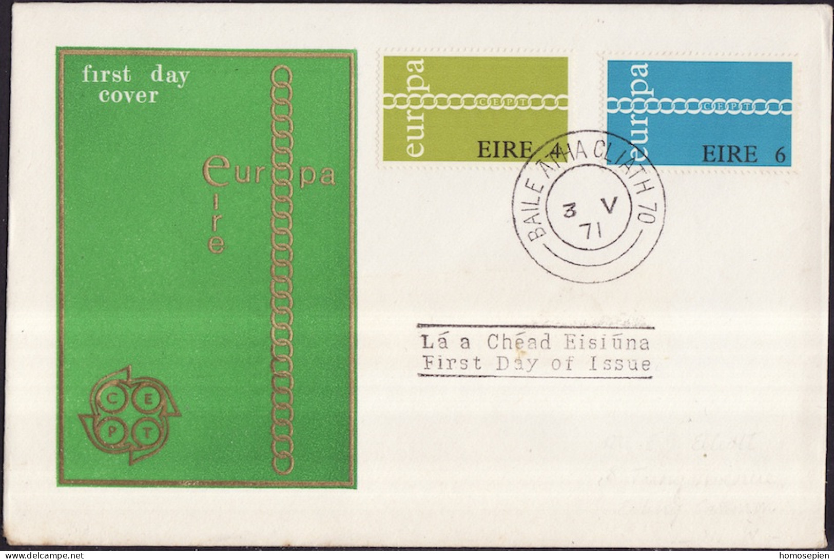 Irlande - Ireland - Irland FDC3 1971 Y&T N°267 à 268 - Michel N°265 à 266 - EUROPA - FDC