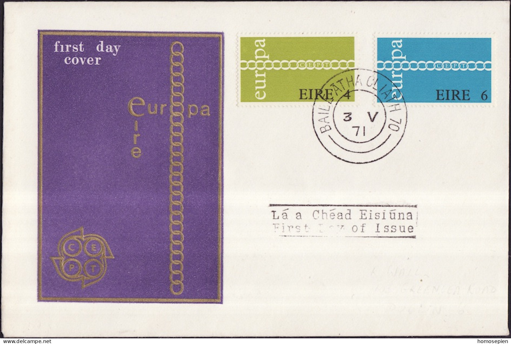 Europa CEPT 1971 Irlande - Ireland - Irland FDC5 Y&T N°267 à 268 - Michel N°265 à 266 - 1971