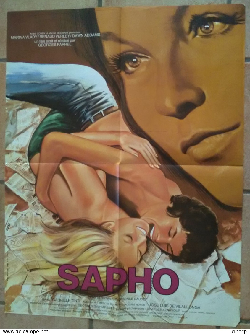 AFFICHE CINEMA FILM SAPHO MARINA VLADY GEORGES FARREL 1971 TBE DESSIN De LORIS EROTISME DAUDET - Affiches & Posters