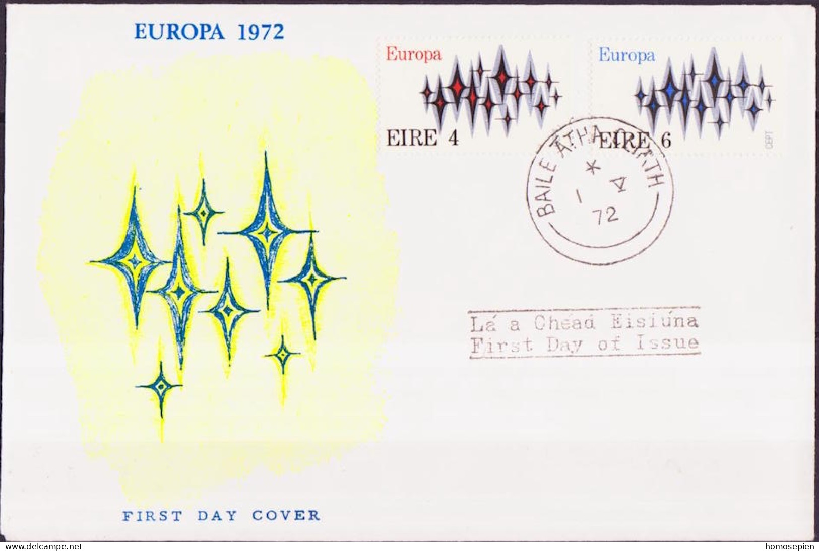 Irlande - Ireland - Irland FDC1 1972 Y&T N°278 à 279 - Michel N°276 à 277 - EUROPA - FDC