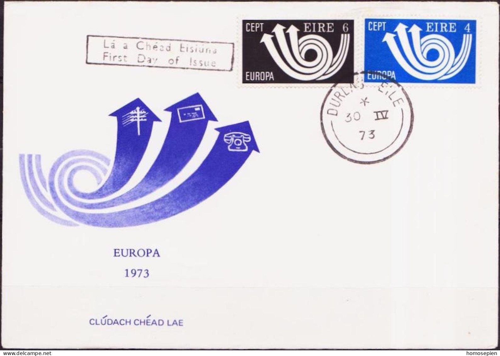 Irlande - Ireland - Irland FDC1 1973 Y&T N°291 à 292 - Michel N°289 à 290 - EUROPA - FDC