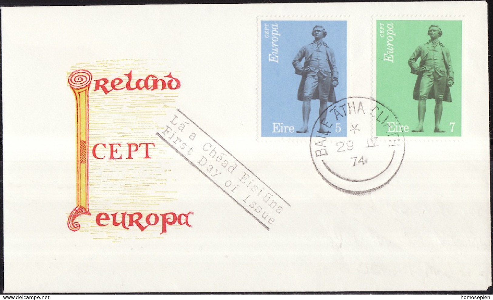 Irlande - Ireland - Irland FDC5 1974 Y&T N°304 à 305 - Michel N°302 à 303 - EUROPA - FDC