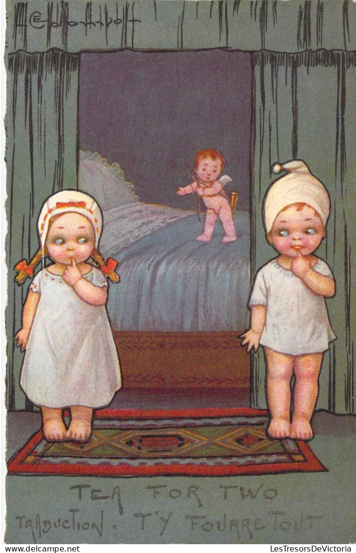 Illustrateur - Colombo - Cupidon Sur Un Lit Et Deux Enfants Devant Ce Lit - Carte Postale Ancienne - Colombo, E.