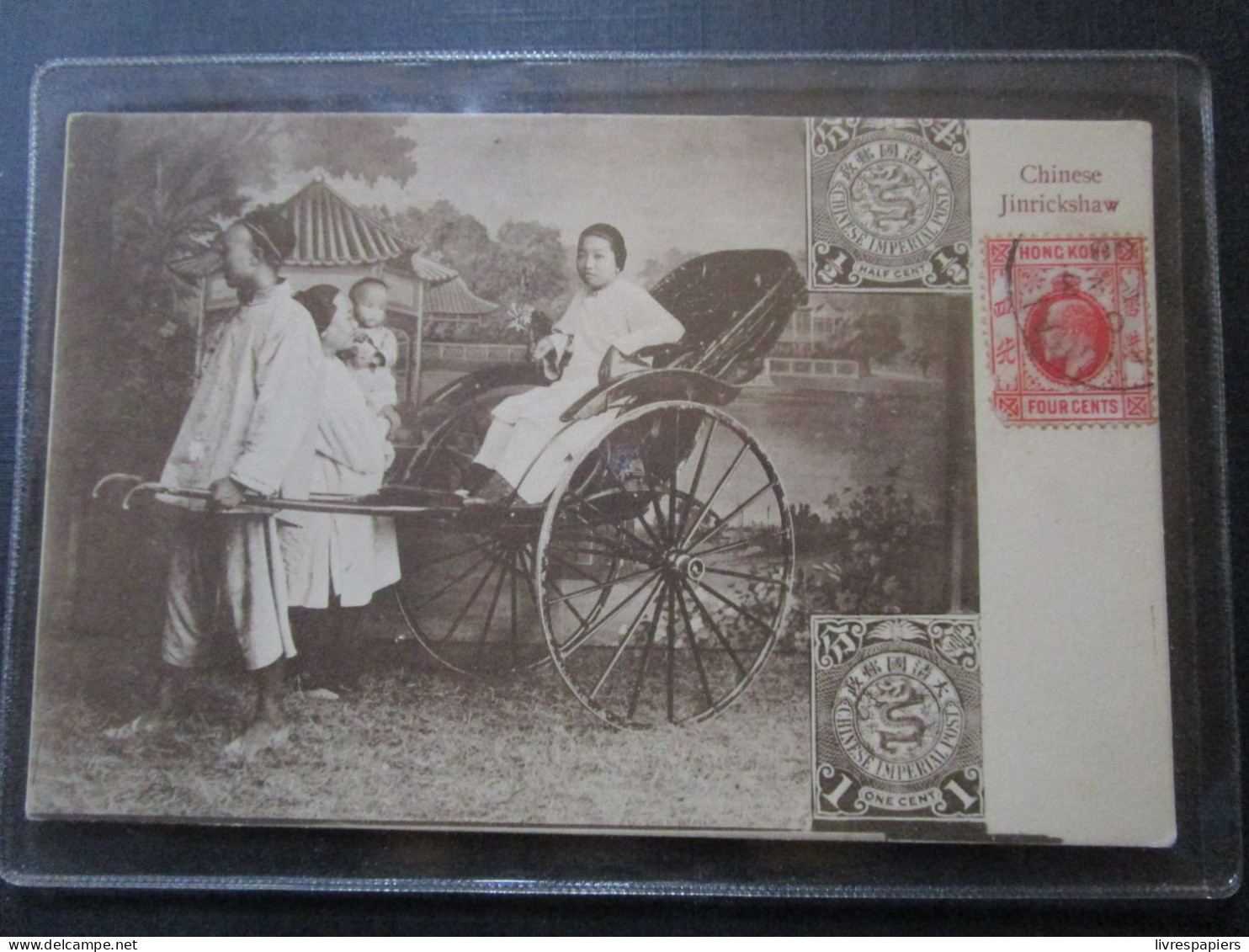 Chine Chinese Jinrickshaw  Cpa Timbrée Hongkong - Chine