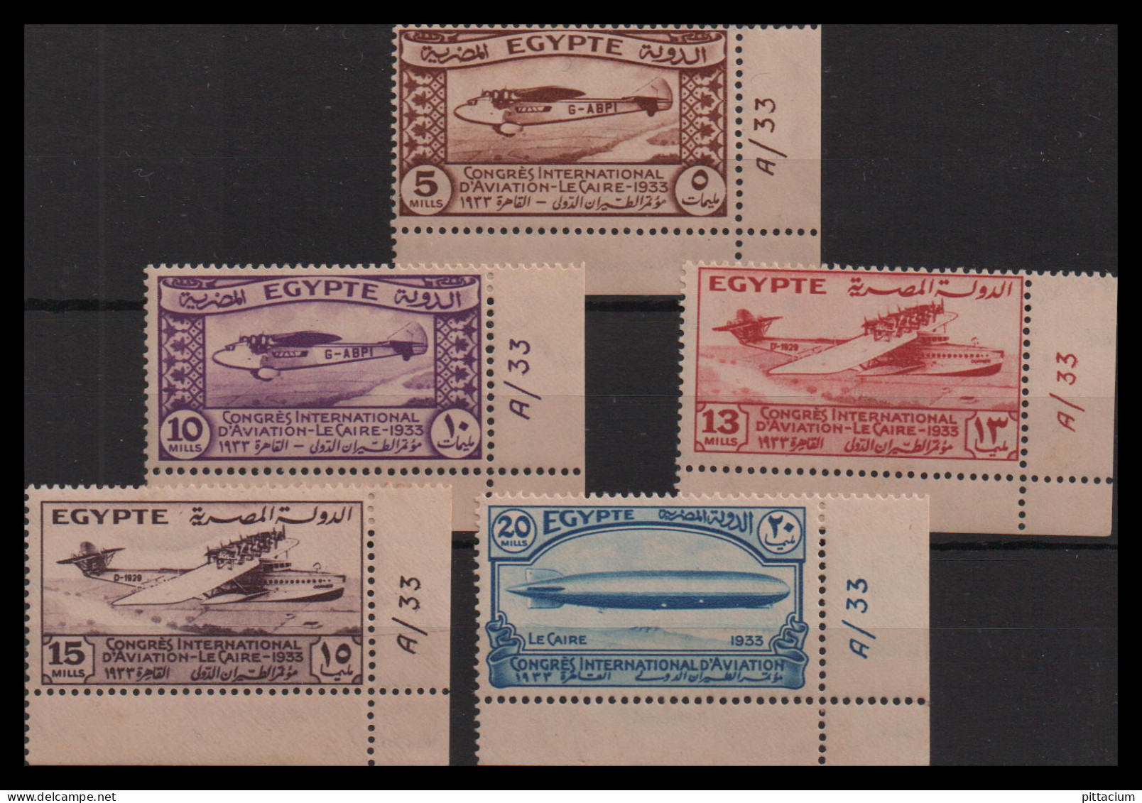 Ägypten 1933:  MichelNr.: 186 Bis 190, Postfrisch | Luftfahrt, Flugzeuge, Zeppelin - Neufs