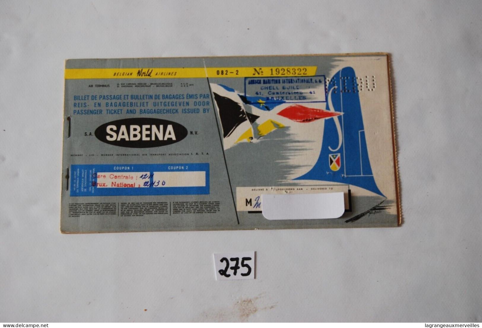 C275 Ancien Billet De Voyage - SABENA BELGIAN AIRLINES - GEVAERT - Usumbura - Rare Book - Mundo