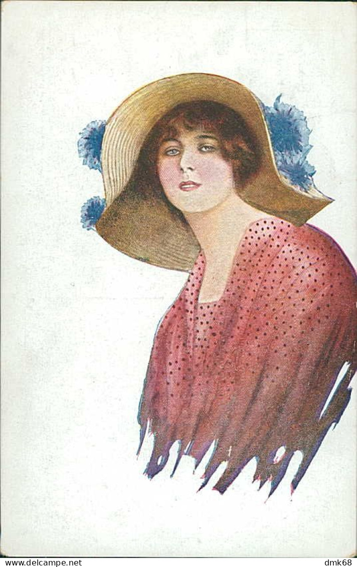 NANNI SIGNED 1910s POSTCARD - WOMAN WITH BIG HAT - N.198/1  ( 5154) - Nanni