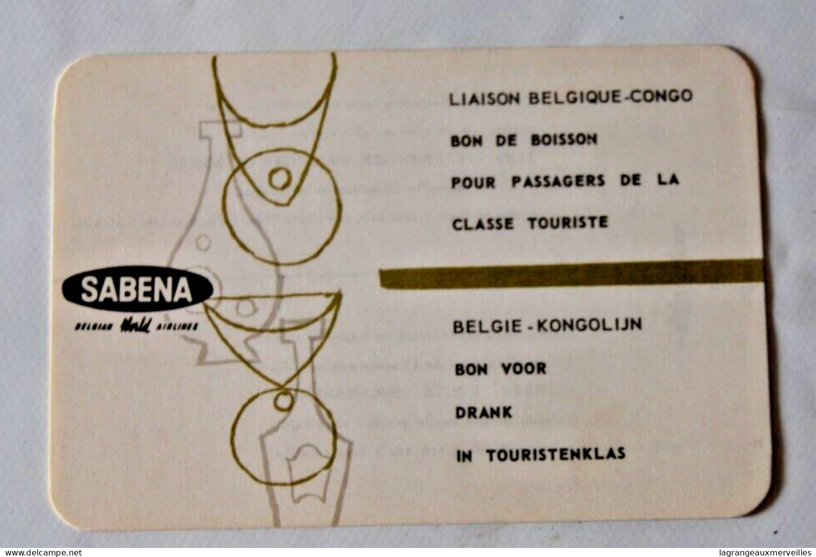 C275 Ancien Billet De Voyage - SABENA BELGIAN AIRLINES - Bon Boisson - BXL CONGO - Mundo