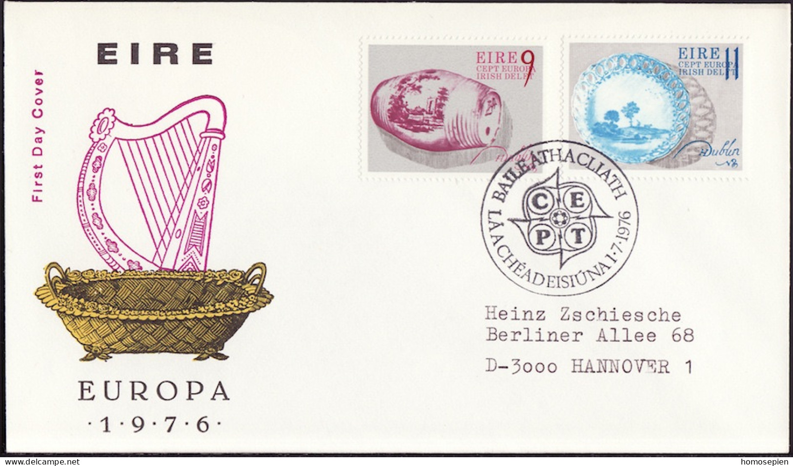 Irlande - Ireland - Irland FDC4 1976 Y&T N°346 à 347 - Michel N°344 à 345 - EUROPA - FDC