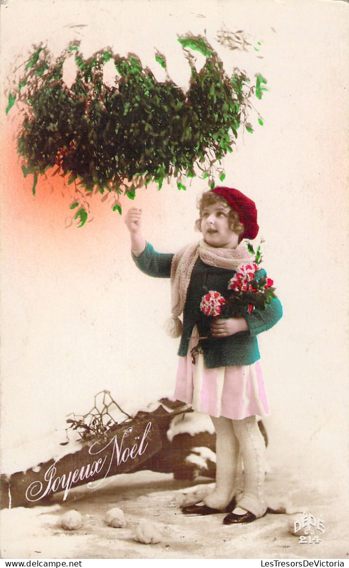 NOEL - Joyeux Noel - Petite Fille Sous Le Gui - Carte Postale Ancienne - Sonstige & Ohne Zuordnung