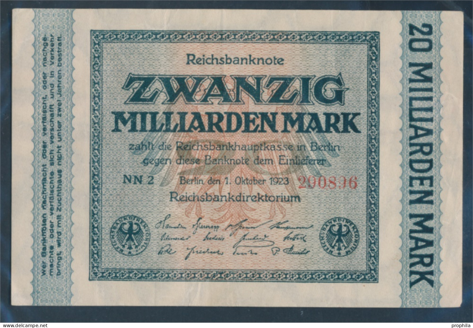 Deutsches Reich Rosenbg: 115b, Wz. Hakensterne 6stellige Rote Kontrollnummer Gebraucht (III) 1923 20 Milliarde (10288376 - 20 Mrd. Mark