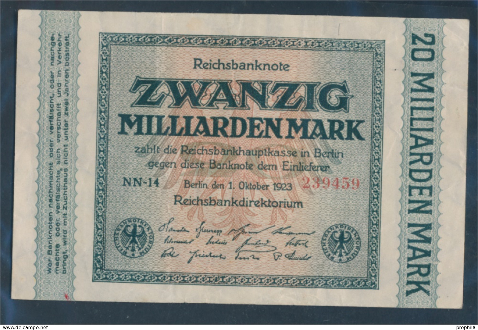 Deutsches Reich Rosenbg: 115b, Wz. Hakensterne 6stellige Rote Kontrollnummer Gebraucht (III) 1923 20 Milliarde (10288378 - 20 Miljard Mark