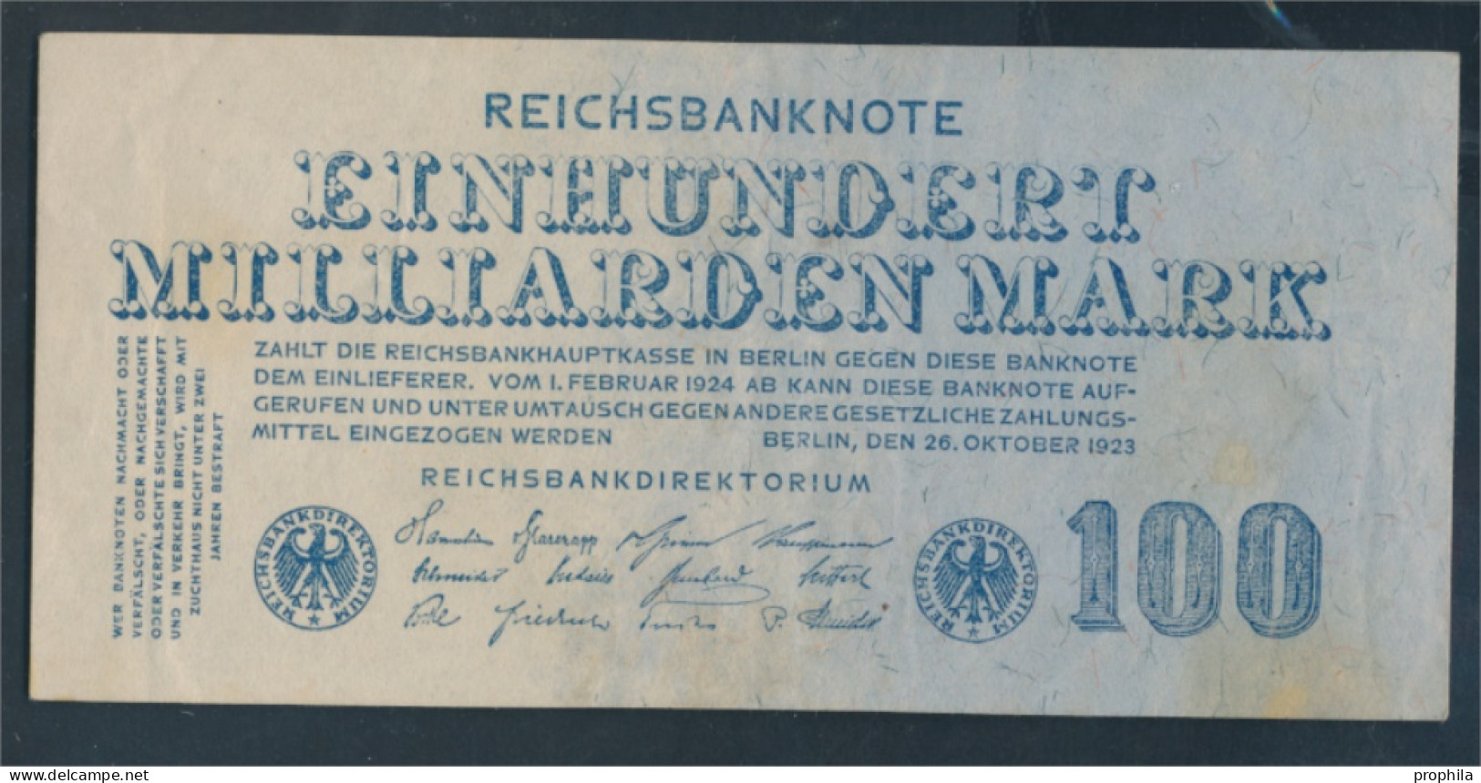 Deutsches Reich Rosenbg: 123, Privatfirmendruck, Gänzlich Ohne Zeichen Gebraucht (III) 1923 100 Milliarden Ma (10288379 - 100 Milliarden Mark