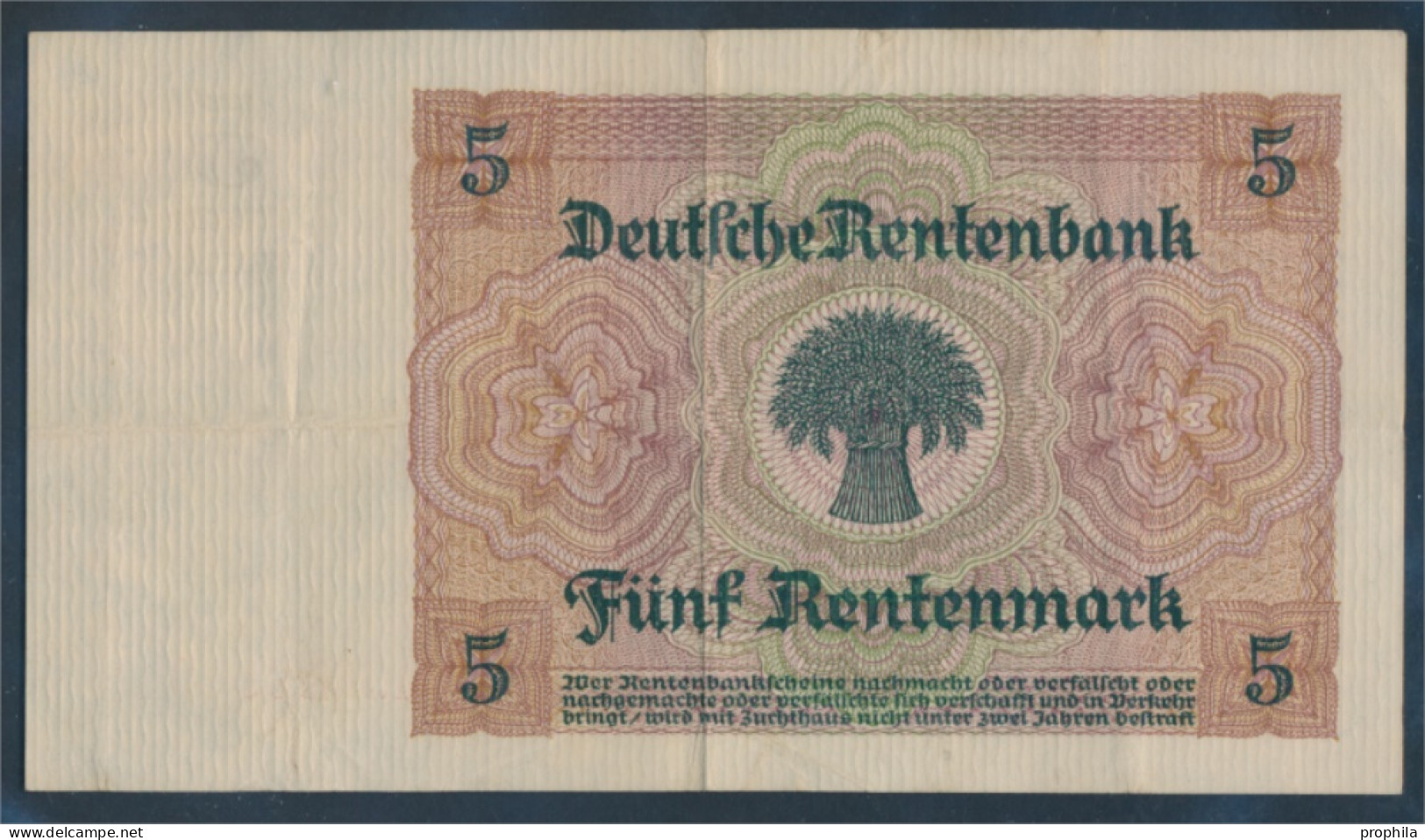 Deutsches Reich Rosenbg: 164b, 8stellige Kontrollnummer Gebraucht (III) 1926 5 Rentenmark (10288374 - 5 Rentenmark