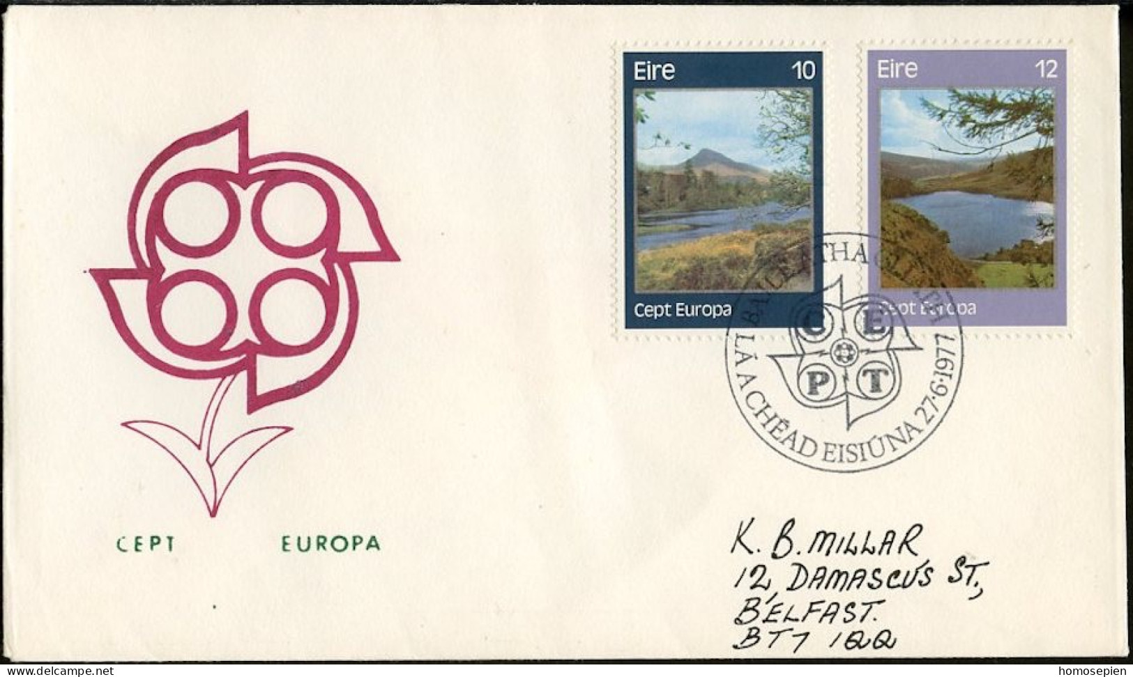 Irlande - Ireland - Irland FDC4 1977 Y&T N°363 à 364 - Michel N°361 à 362 - EUROPA - FDC