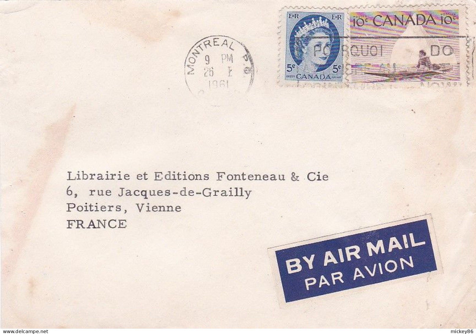 Canada-Lettre De MONTREAL  à  POITIERS (France)-timbres Sur Lettre..cachet  "POURQUOI ATTENDRE AU PRINTEMPS " - Briefe U. Dokumente