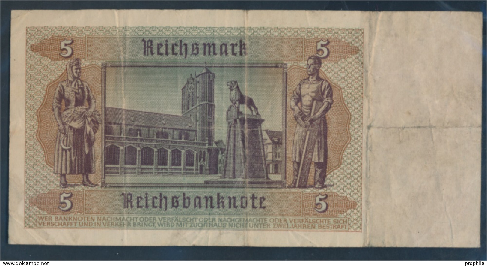 Deutsches Reich Rosenbg: 179b, 8stellige Kontrollnummer Gebraucht (III) 1942 5 Reichsmark (10288372 - 5 Reichsmark
