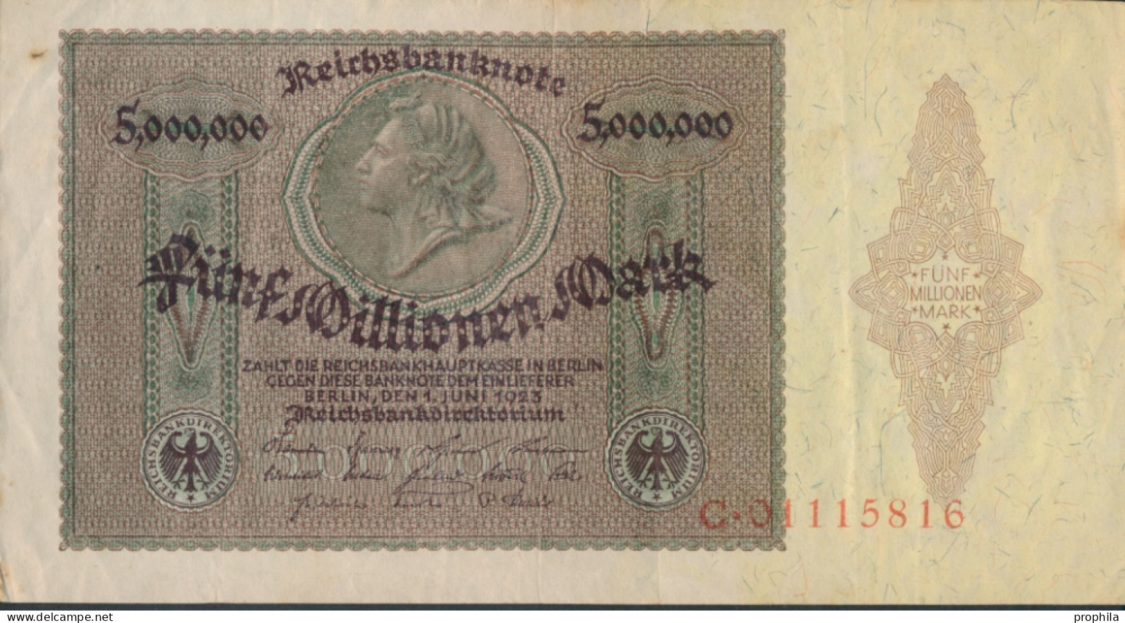 Deutsches Reich Rosenbg: 88 Gebraucht (III) 1923 5 MIllionen Mark (10288481 - 5 Mio. Mark