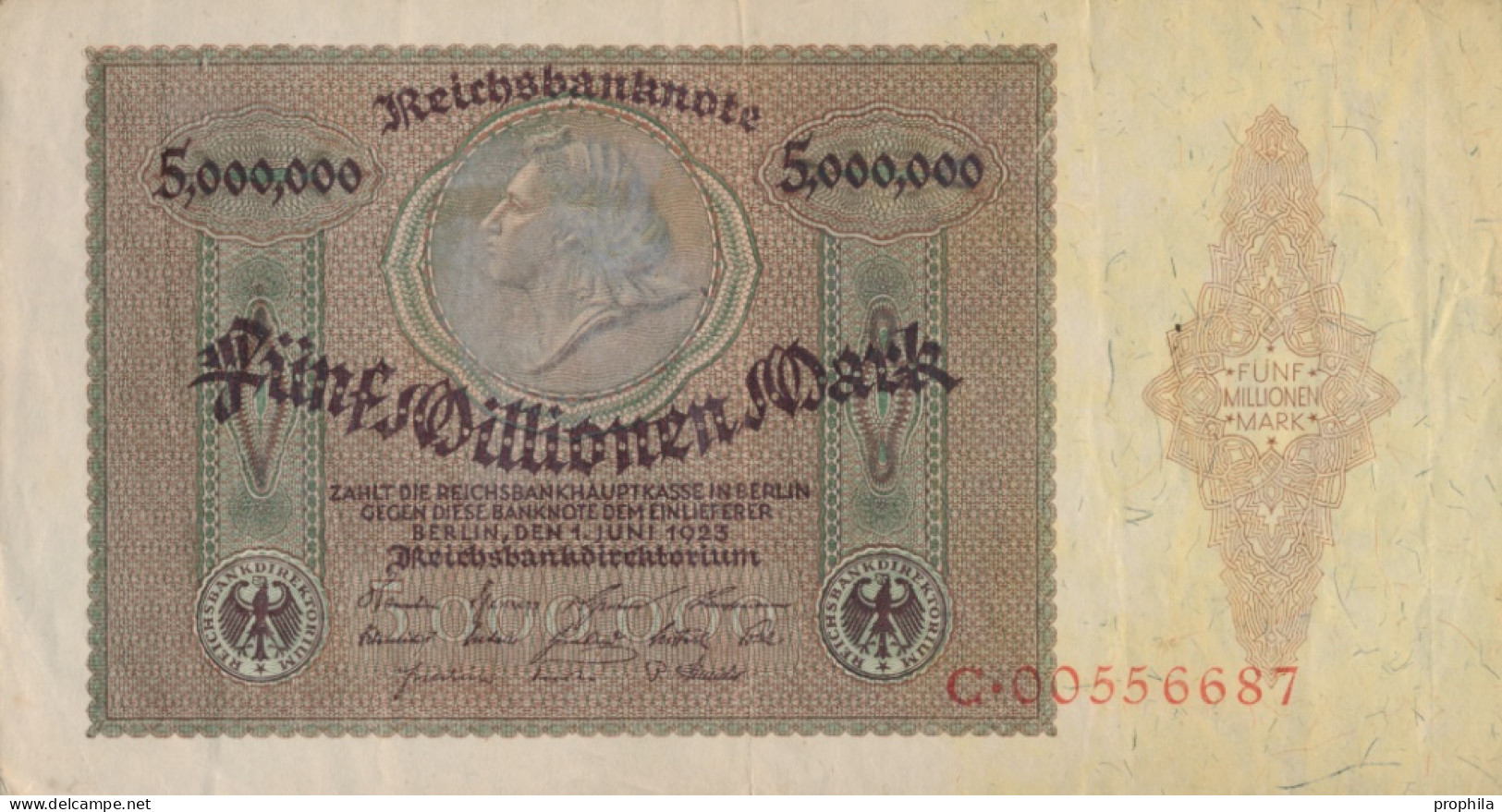 Deutsches Reich Rosenbg: 88 Gebraucht (III) 1923 5 MIllionen Mark (10288483 - 5 Mio. Mark